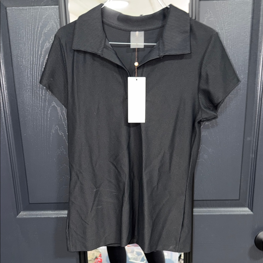 CALIA Ribbed Black Polo Dress Medium NWT Athleisure Golf Tennis